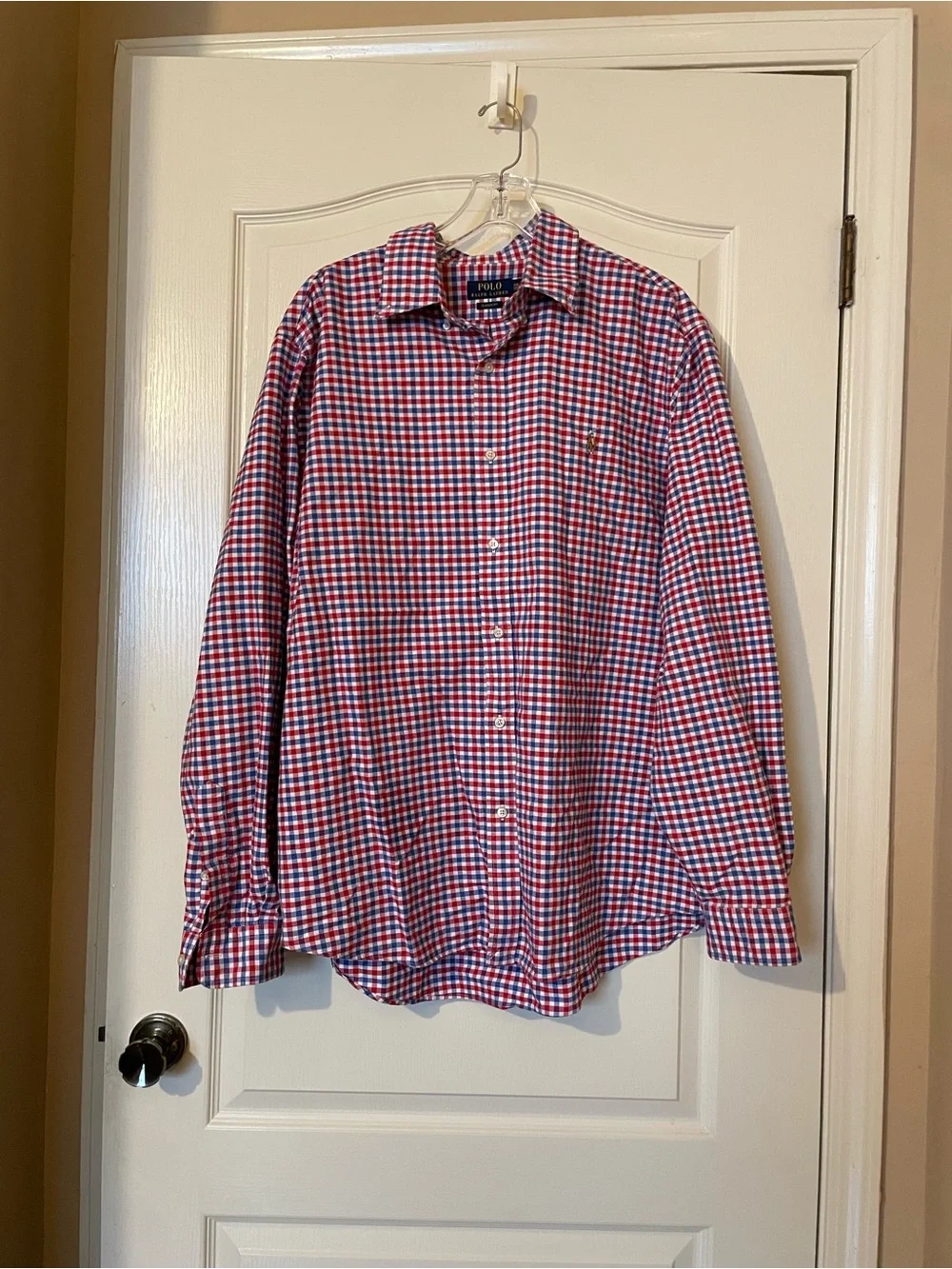 Polo Ralph Lauren Shirt Mens XXL Red Blue Check Button Down Classic Fit Gingham